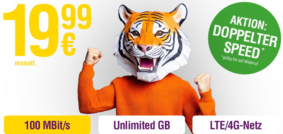 Unlimited GB + LTE bis 100 MBit/s